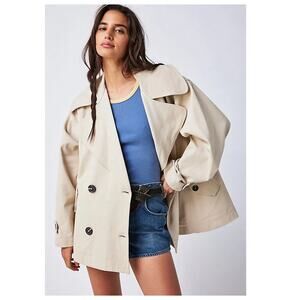 Free People Highlands Oversized Swing Peacoat Size Small